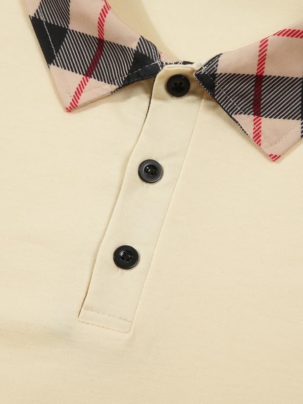 Mens Casual Polo Shirt Classic Buttoned Henley Neck Basic Short Sleeve Fashionable Golf Collar Shirt - Image 6