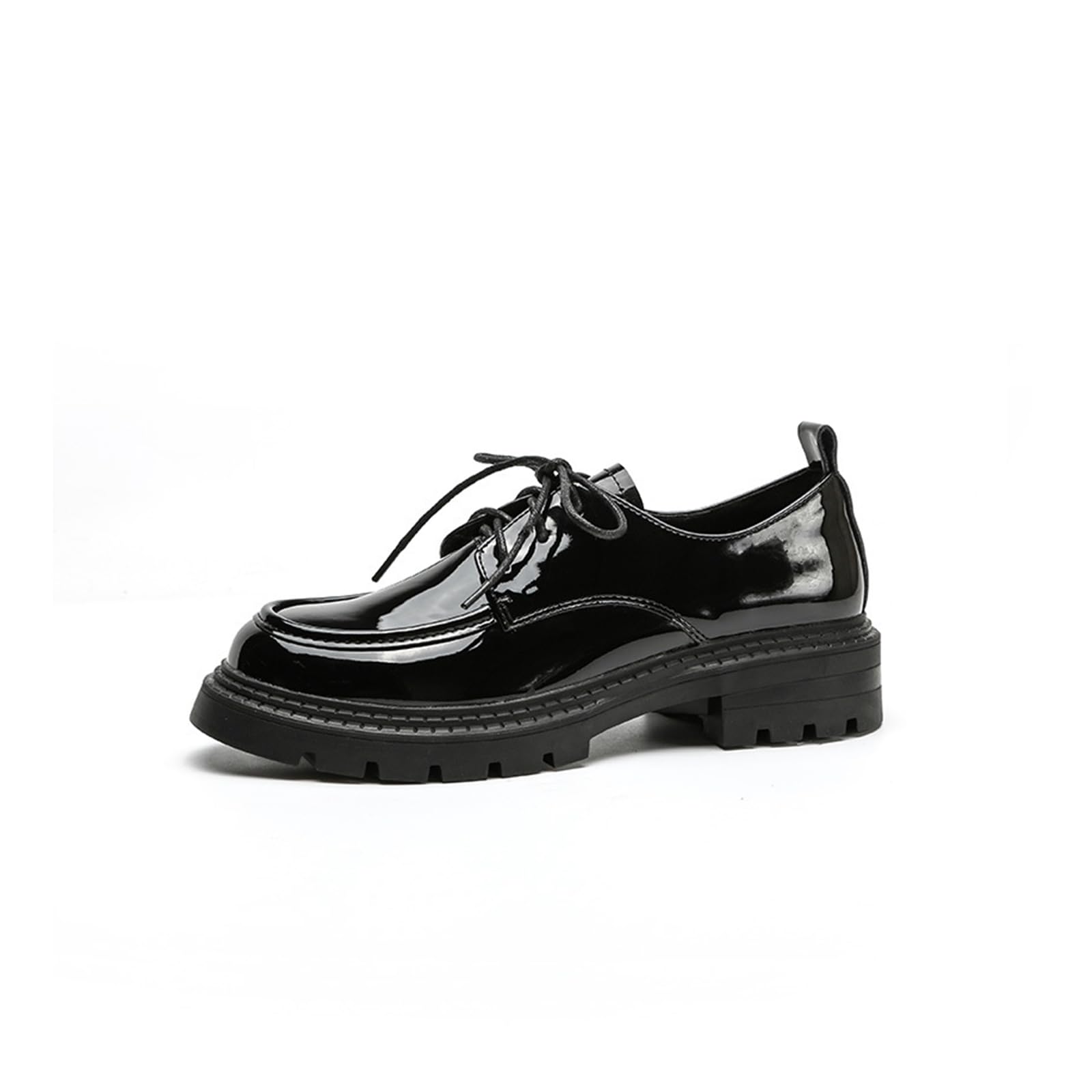 Womens Classic Leather Lace-Up Platform Flat Oxford Shoes Fashion Round Toe Comfort Soft Non-Slip Brogues Shoe for Party