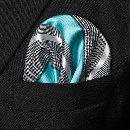 Image of JEMYGINS Mens Striped Tie and Lapel Pin Necktie Pocket Square and Tie Clip Sets for Business Casual 4PCS