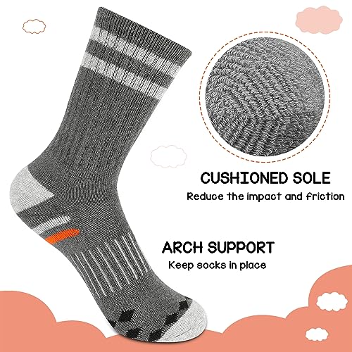 Comfoex Boys Socks Crew Socks For Kids 6-8 4-6 8-10 Years Old Athletic Calf Half Cushioned Cotton Long Socks 6 Pairs4