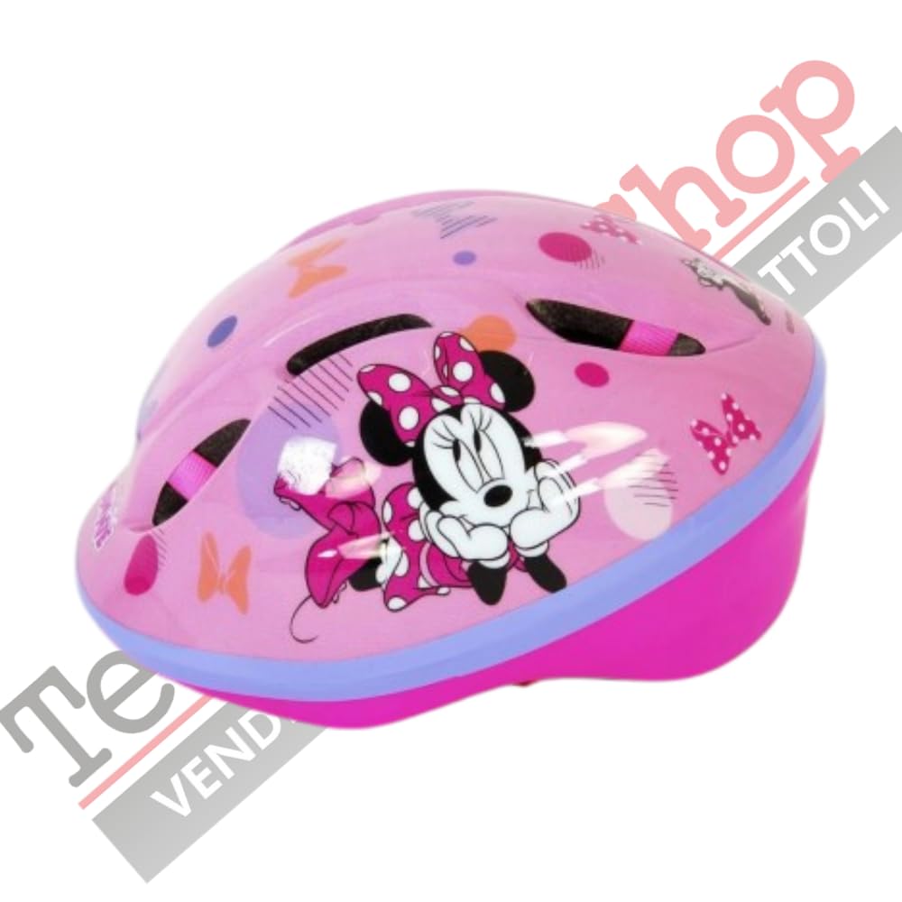 Tecnobike Shop Caschetto Casco Bici per Bambina Bicicletta Volare Disney Minnie Omologato Misura Regolabile 52/56 cm