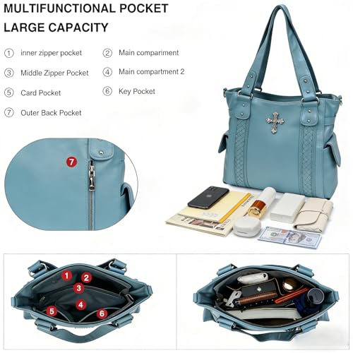 Image of Purses and Handbags for Women Ladies Western Purse Large Hobo Bag Top Handle Handbag with Ajustable Crossbody Strap Vintage