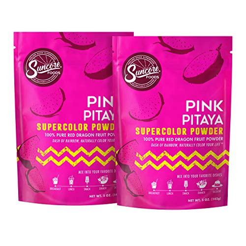 Suncore Foods â€“ Premium Pink Pitaya Supercolor Powder, 5oz each, 10oz total (2 Pack) â€“ Natural Red Dragon Fruit Food Coloring Powder, Plant Based, Vegan, Gluten Free, Non-GMO
