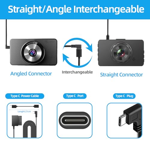 Image of 2Pcs Dash Cam Hardwire Kit,OBD Power Cable for Dash Camera ,USB Type C Adapter Hardwire Charger Cable for Dashcam with Low Voltage Protection(11.6V Auto-Cutoff) 24h Parking Mode for Dashcam