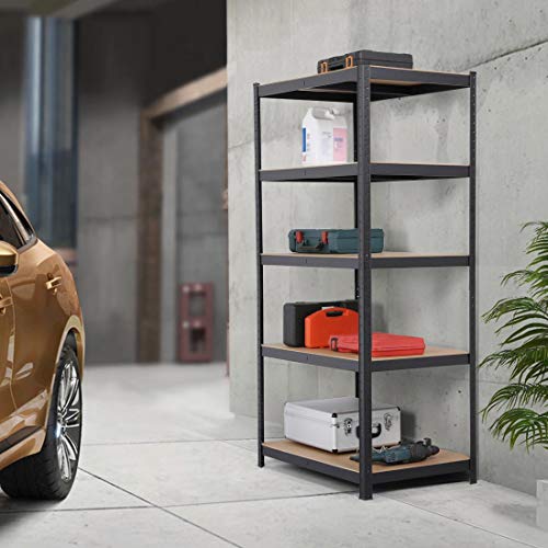 Yaheetech Heavy Duty 5 Tier Garage Shelving Units Metal Storage Shelves Shed Utility Rack,180cm x 90cm x 60cm,175KG Per Shelf,Black - Image 5