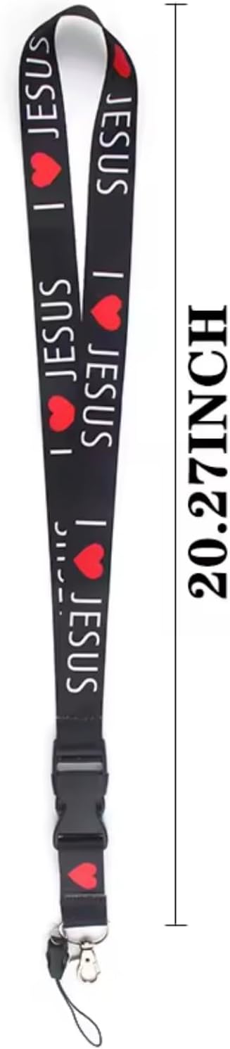 Pinstant I Love Jesus Christ Heart Christian Bible Catholic God Faith Church Detachable 20.2" Neck Lanyard Keychain Holder ID Badge Mobile Phone Pin Strap - Image 2