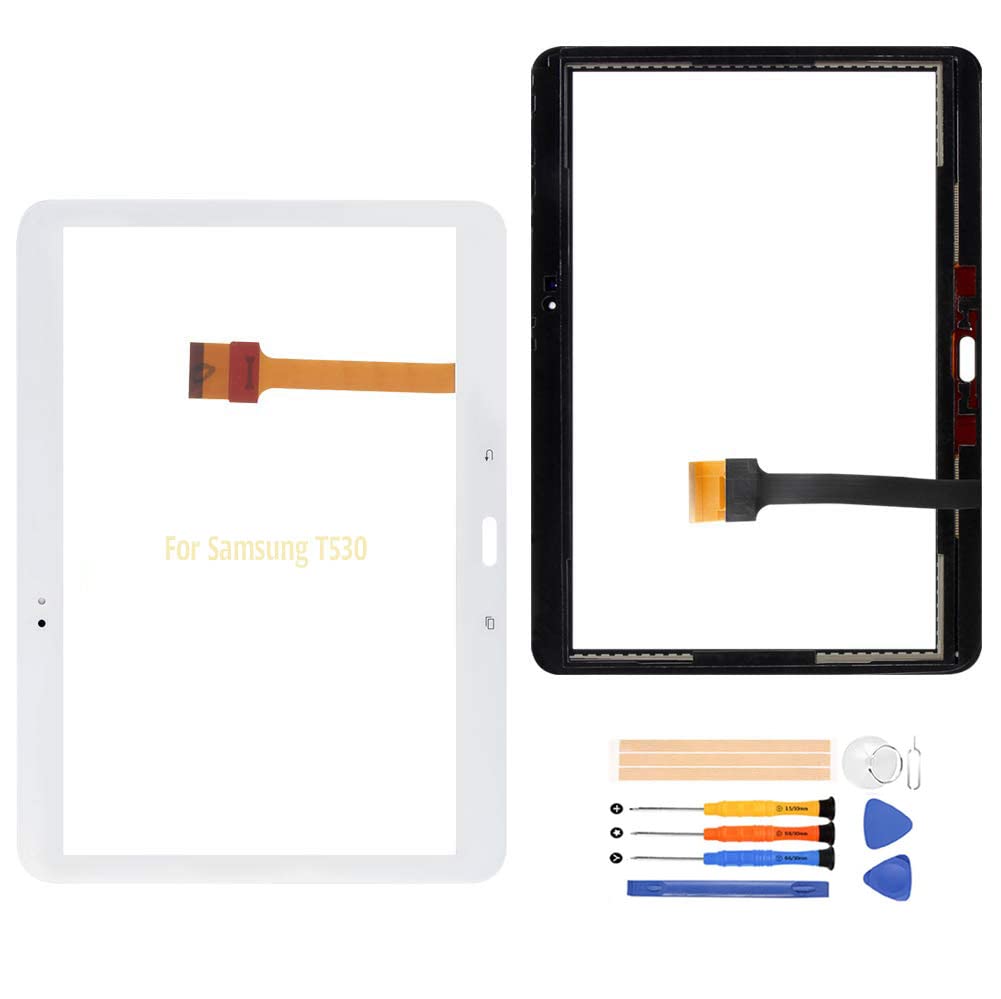 Compatible with Samsung Galaxy T530 Touch Screen Digitizer Glass Replacement,for Samsung Tab 4 10.1 T530 T531 T535 T537A T537V Touch Display Panel Repair Parts Kit,with Tools+Adhesive (White)