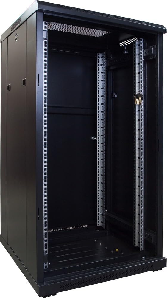 22HE 19 Zoll Serverschrank - Glastür - (BxTxH) 600x600x1200mm - Schwarz