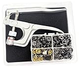 knopfzange für jeans Knopf Material: Messing RERI Druckknöpfe mit Zange 40set 15mm Schwarz Druckknöpfe für Lederhandwerksjacke Handtasche Brieftasche