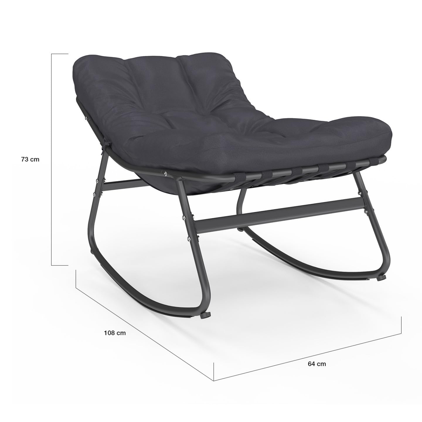 IDMarket - Lot de 2 fauteuils de Jardin à Bascule Arona Gris Anthracite Coussin Gris