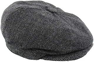 The Hat Company Children's Herringbone Bakerboy Cap Black/Grey 54cm