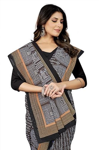 Image of TAMAIRA FASHION Women's Plain Weave Pure Cotton Saree Without Blouse Piece(11232 Grey)