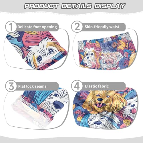 Colorful Dog Head Girls Casual Leggings for Kids Printed Long Pant Bottoms Stretch and Soft3