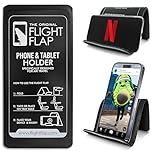 Flight Flap Airplane Phone Holder, Flexible Cell Phone Holder, Folding Cellphone Stand for Desk, Bed, Office, Treadmill - Airplane Gadgets for Long Travel Accessories - Plane Essentials (Black)