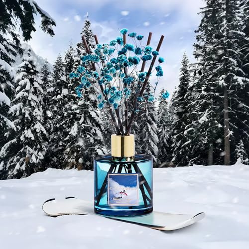 Image of COCORRINA Reed Diffuser - Skiing in Aspen Reed Diffuser Set with 8 Sticks & Preserved Baby's Breath, Reed Diffuser for Home Bathroom Shelf Decor