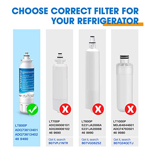 Pureplus Lt800P Replacement For Kenmore Elite 9490, Lg Adq73613401, Adq73613402, Adq736134 469490 Lsxs26326S Lmxc23746S Lmxc23746D Fl-Rf20, Rwf3500A Ws620A Lmxs30776D Refrigerator Water Filter, 4Pack #TOP2