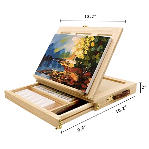 Lucycaz Tabletop Easel Set, Easel For Painting Canvases, Portable Wooden Art Easel Painting Kits For Adults Artist Kids, 12 Colors Acrylic Paints, 2 Brushes, Palette And Knives #TOP4