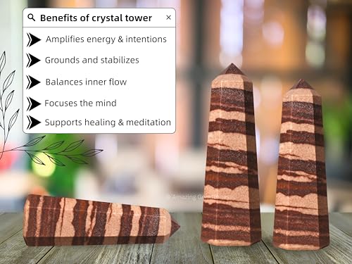 Image of Amazing Gemstone Narmada Shiva Lingam Crystal Towers ~ Natural Healing Crystal Point Obelisk for Reiki Healing and Crystal Grid (3 inch to 4 inch INCH)