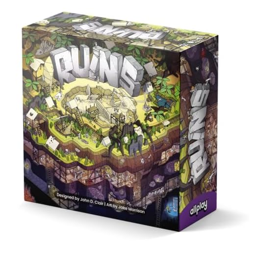 Allplay Ruins Card Game – Transparent Card-Crafting Shedding Game for 2-5 Players, Designed by John D. Clair, Ages 10+