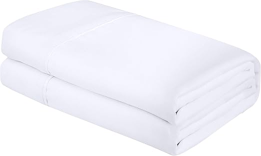 Royale Linens Twin Flat Sheet - Ultra Soft Brushed 1800 Microfiber Flat Sheets Only - Wrinkle Free & Stain Resistant - Hotel Quality Top Sheet for Bed (Twin, White)
