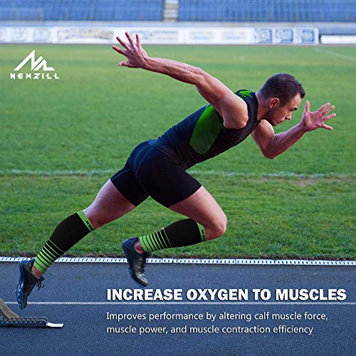 Newzill Compression Calf Sleeves (20-30Mmhg) For Men & Women - Perfect Option To Our Compression Socks - For Running, Shin Splint, Medical, Travel, Nursing, Cycling (S/M, I-Black/Green) #TOP4