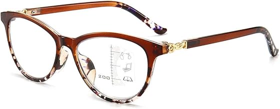 KOOSUFA Women's progressive multi-focus reading glasses, anti-blue light, cat eye, horn glasses, visual aid, reading aid, anti-fatigue glasses, 1.0, 1.5, 2.0, 2.5, 3.0, 3.5