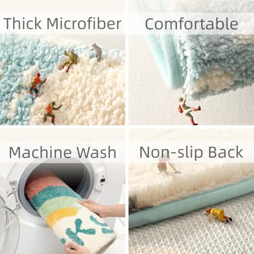 Image of Home Decor Multicolor Anti Skid Bath Mat for Bathroom, Anti Slip Bath mat, Non Slip Bath mat Door mat for Bathroom, Living Room Kitchen Bedroom (Multi Color) (Rainbow Lucky Bath Mat)