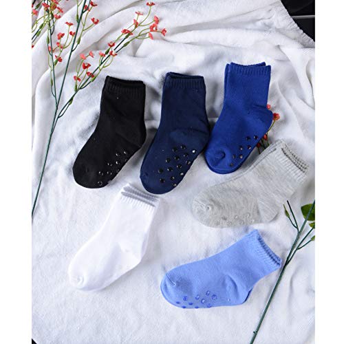Image of 12 Pairs Non Slip Toddler Socks Crew Socks with Grips for Baby Boys Girls