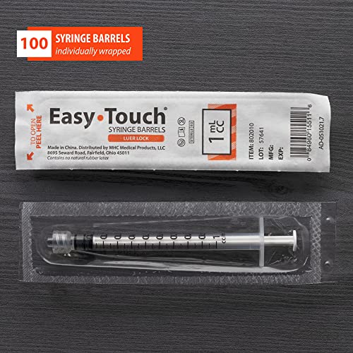 easytouch luer-lock syringe barrel 1ml syringe pack of 100