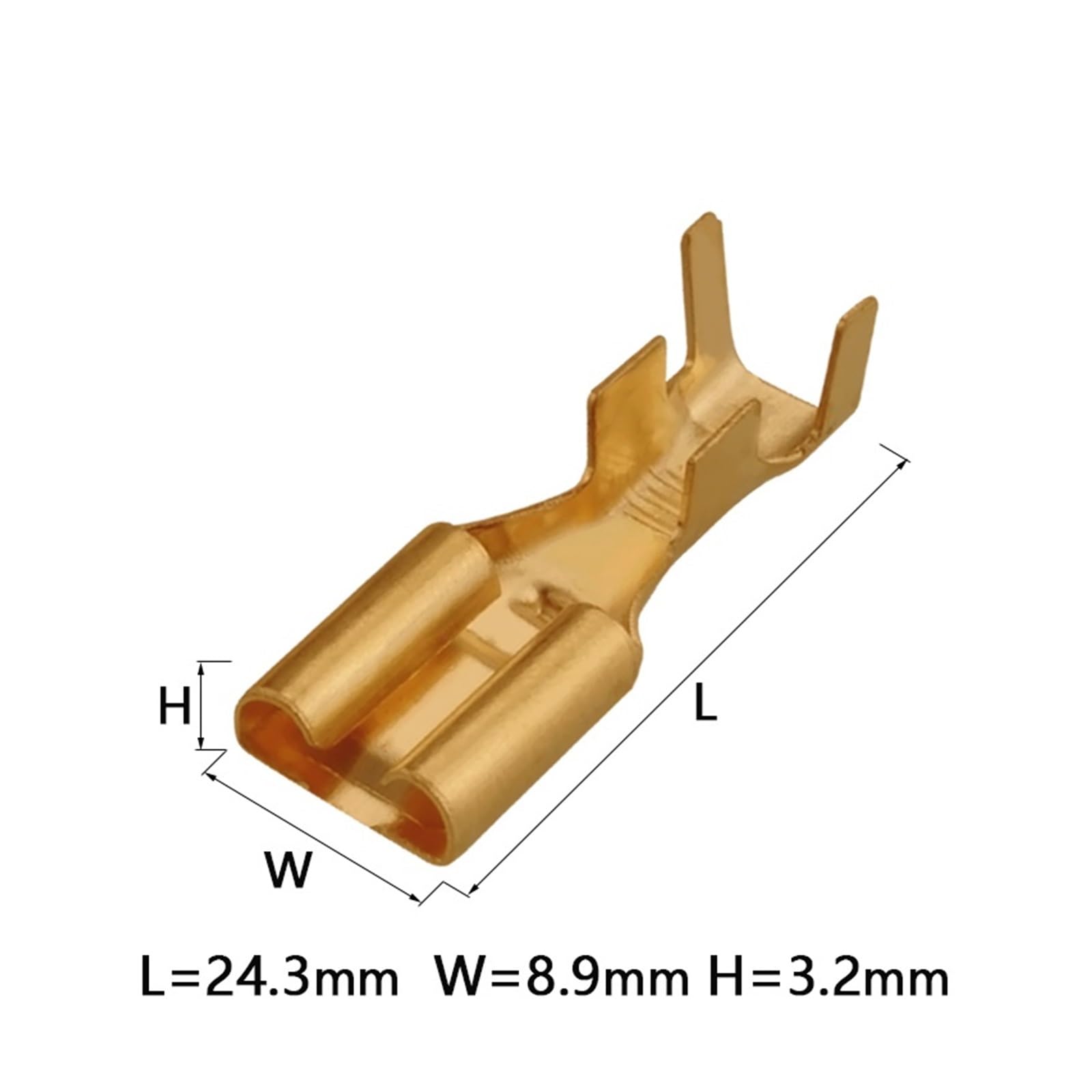 Terminal de engarzado de latón dorado de 7,8mm, Conector de prensado en frío, DJ625-7.8X0.8C DJ623-E7.8X0.8 for coche(Female A,500 Pcs)