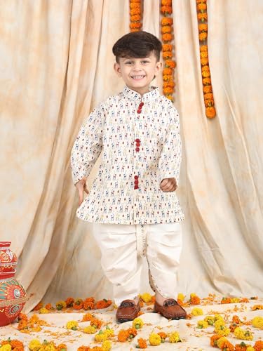 Image of POLKA TOTS Pure Cotton Traditional Dhoti Kurta Set for Baby Boys, Toddlers & Kids | Soft and Breathable Cotton Ethnic Dress for Festivals and Weddings | Traditional Elegant Indian Festive Clothing
