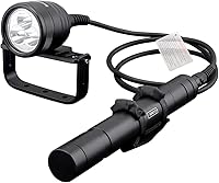 Vista 1 de SecurityIng DF05 3000LM - Luz de buceo con bote primario, 3 LED de buceo, linterna subacuática de 492 pies/492.1 ft con cable de 6.6 ft para buceo