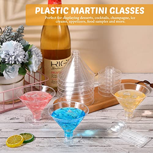 Yinkin Plastic Martini Glasses 5 oz Disposable Cocktail Glasses Mini Martini Plastic Cups Dessert Plastic Shot Glasses Unbreakable with Spoons for Weddings Party Wine Food(Clear, 100 Cups 100 Spoons) - Thumbnail 5