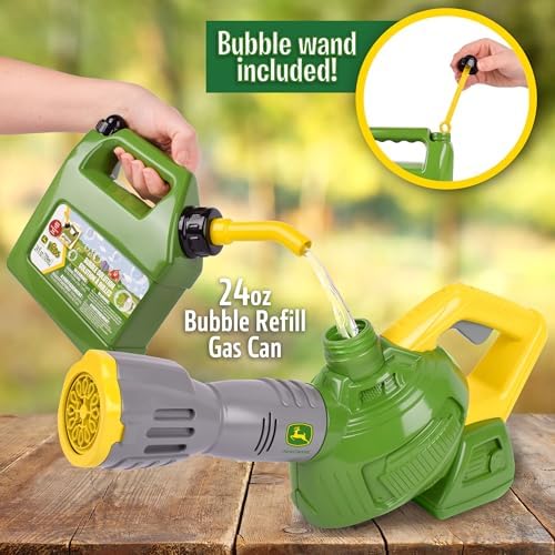 John Deere Bubble Leaf Blower Toy for Kids Includes 24oz Bubble Refill Gas Can, Outdoor Bubble Machine for Kids, Easy to Use, Outdoor Play, Great Gift Toddler 3+ - 2