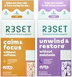 R3SET Botanical Supplements - 28 Day for Focus Plus 28 Night for Sleep