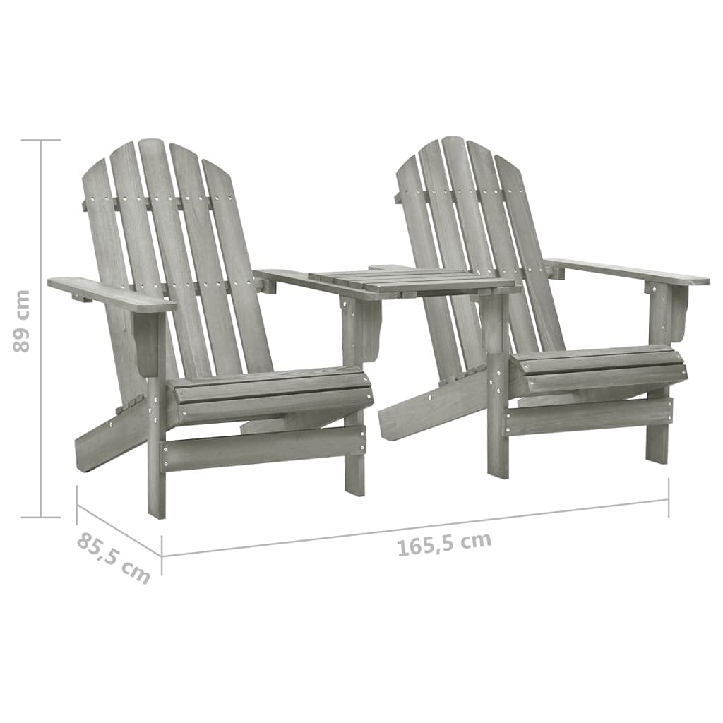 Genérico Sillas Adirondack de jardín y mesita Madera Maciza Abeto Gris,Mobiliario,Muebles de jardín,Asientos de Exterior,Sillas de jardín,Gris,22 kg,310068