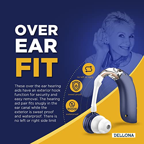 Dellona Hearing Aids For Seniors Severe Hearing Loss - Rechargeable Hearing Aids - Ear Hook Hearing Aid - Hearing Aids For Seniors Rechargeable With Noise Cancelling - Hearing Amplifiers For Seniors #TOP4
