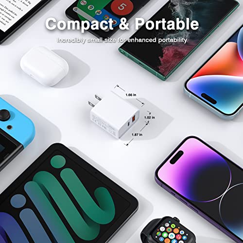 Usb C Wall Charger Block 20W, 2-Pack Dual Port Pd Power Delivery Fast Type C Charging Block Plug Adapter For Iphone 11/12/13/14/Pro Max, Xs/Xr/X, Ipad Pro, Airpods Pro, Samsung Galaxy And More(White) #TOP4