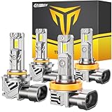 Termitor H11/H9/H8 9005/HB3 LED Light Bulbs Combo, 100000 1100％ Brighter, 6500K White LED High/Low, 10-Year Lifespan with Cooling Fan, 1:1 Halogen Size, Non-Polarity Plug and Play, Pack of 4