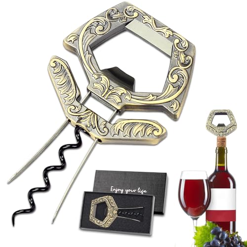 LUCYLANKER Korkenzieher Alter Wein, Ah So Weinöffner für Vintage Flaschen, Zwei Zinken Entferner mit Bierflaschenöffner, Kellner Korkenzieher, Weinkenner Sammler zum Entkorken (Bronze)