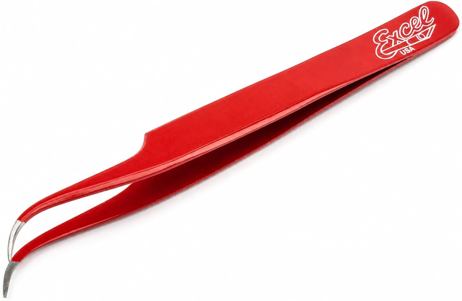 Excel Blades Curved Fine-Tip Tweezers For Crafting With Protective Cover – Precision Tweezers for Electronics, Jewelry, Craft, Cardmaking and DIY – Red