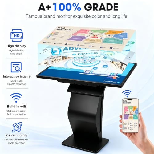 Image of 32inch Touch Screen Kiosk, Android System, Install APP, Browser, Digital Signage Kiosk, K-Style Stand Digital Signage Display, Interactive Display Mall Navigation /Advertising /Retail Store