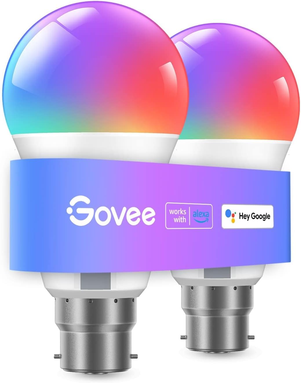 Govee RGBWW Smart Bulbs, Colour Changing WiFi Bulbs with Music Sync, 54 Dynamic Scenes, 16 Million DIY Colours WiFi & Bluetooth Light Bulbs Work with Alexa, Google Assistant Home App, 2 Packs