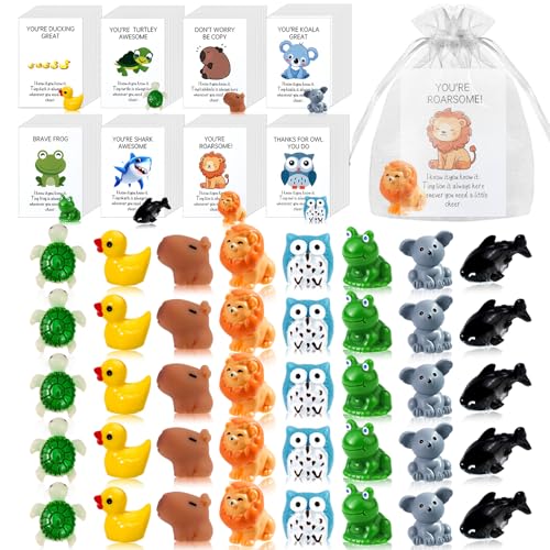 LUYI 48 Sets Employee Appreciation Gifts Bulk for Coworkers Thank You Staff Office Volunteer Teachers Appreciation Bulk Gifts Cute Mini Resin and Inspirational Note Cards End of Year Presents