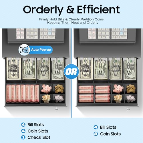 Image of Cash Register with Dual Display, Thermal Printing POS System for Retail Store, 1000 PLU Lookups 200 Dept 50 Clerks, Reporting Function Cash & Coin Drawer, Removable Slot & Anti-Slip Feet (B0GJZGCZLL)