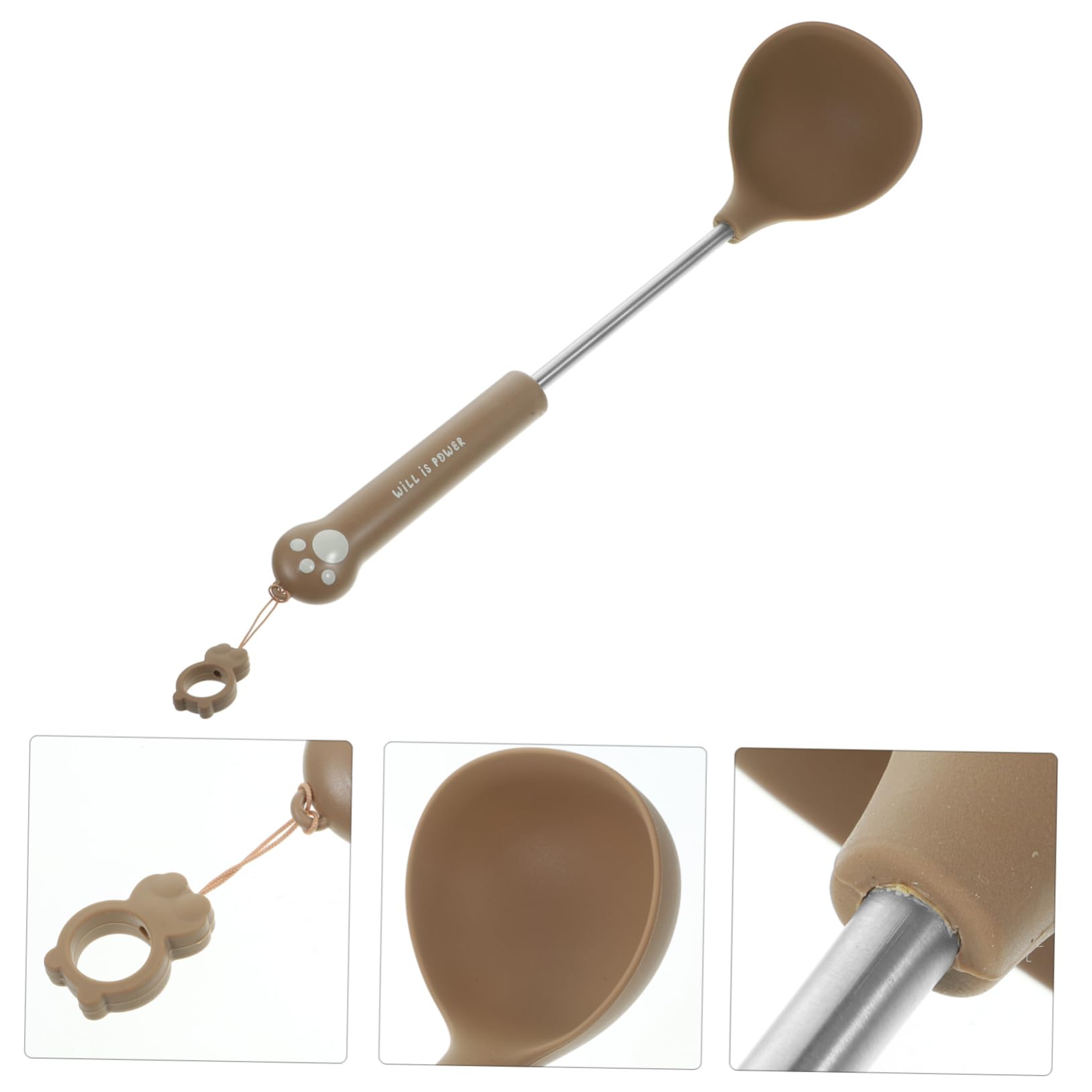 Amosfun 3 Pz Set Di Utensili Da Cucina in Silicone Cucchiaio Da Minestra Cinese Mestoli Da Minestra Per Servire Spatola Per Friggere Tornitore Da Cucina Acciaio Inossidabile
