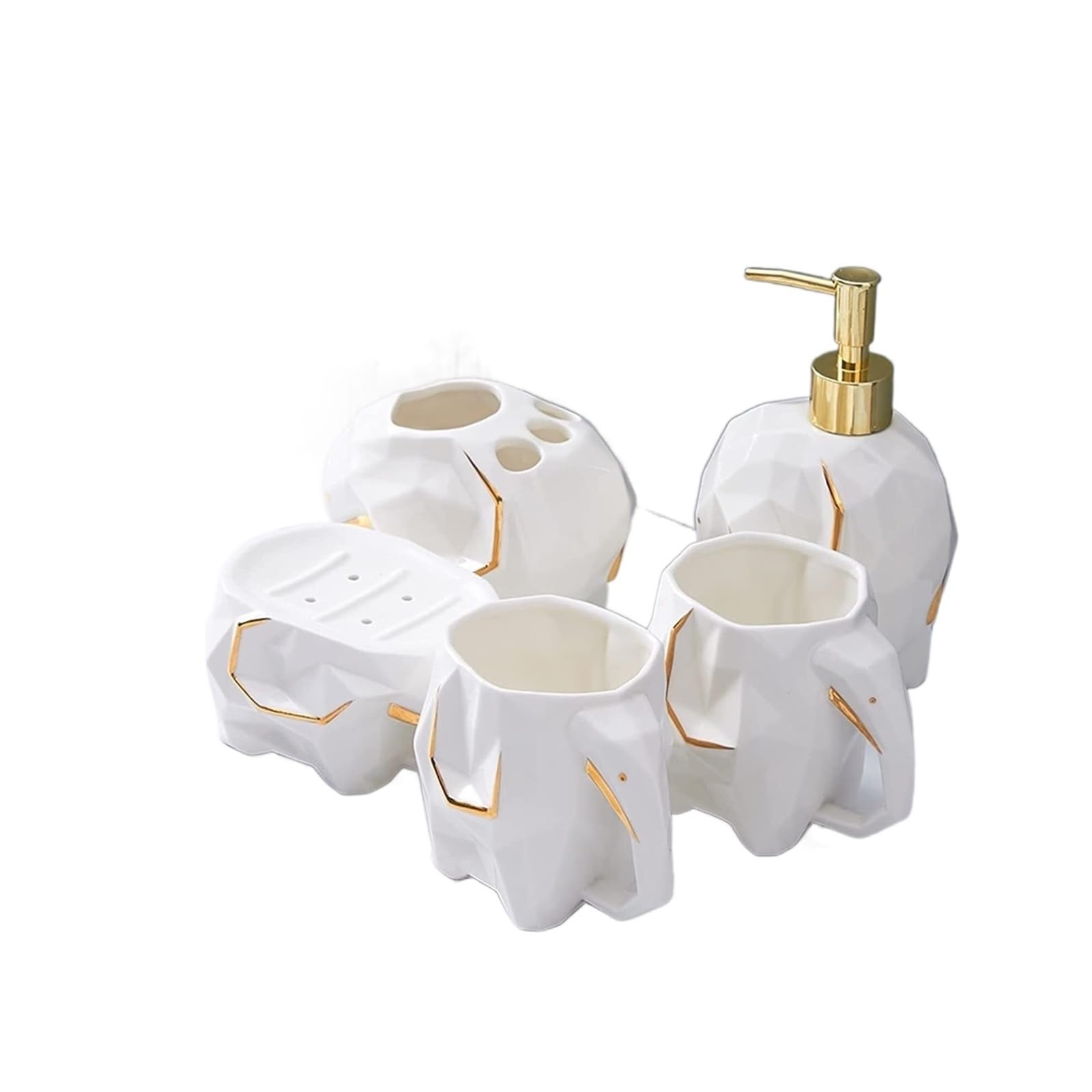 Dispenser di Sapone da banco Accessori per Il Bagno Moderni Set di 5 Dispenser di Sapone, Bottiglie di Dispenser di Sapone per Bagno in Ceramica Bianca Rosa Verde per la casa (