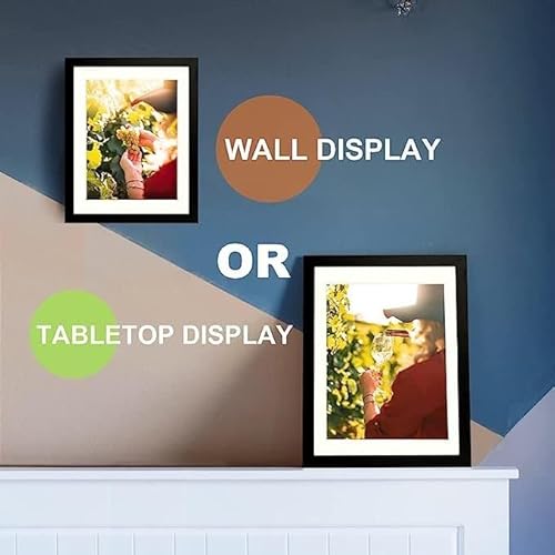 Ainahyva Picture Frames 11X14 Picture Frame Set Of 2, Made Of High Definition Plastic Glass For 8X10 With Mat Or 11X14 Without Mat, Table Top And Wall Mounting Decor, Pre-Installed Wall Mounting Hardware (Black) #TOP3