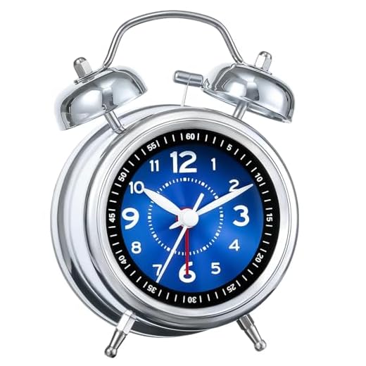 AKCISOT Loud Alarm Clock for Heavy Deep Sleepers,3 Inches Analog Metal Twin Bell Clocks Battery Operated with Backlight for Bedroom Bseide, Old Fashioned for Desk Home Decoration (Blue)