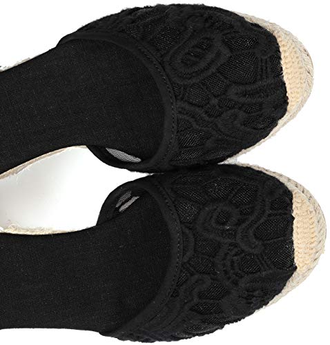 Image of Womens Espadrille Wedge Sandals Closed Toe Platform Lace Up Ankle Strap Slingback Summer Dress Shoes